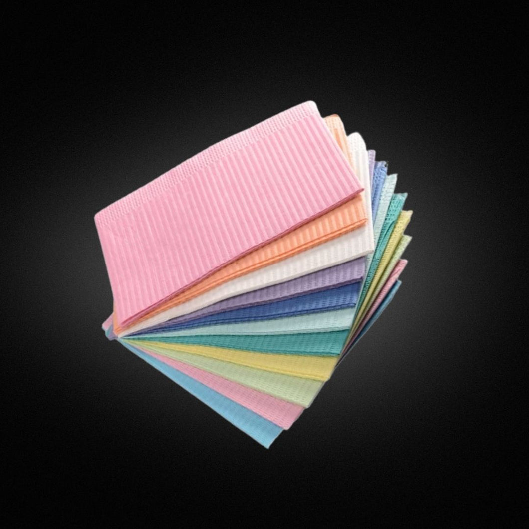 Bavette plastifiée, Gibson, Bavette dentiste, Bavette, Bavette Plastifiée (Gibson), Bavettes de dentistes, napperons imperméables, pose d'ongles