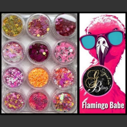 Coffret de paillettes thématique « Flamingo Babe » GBling, Nail Art, Décoration ongles
