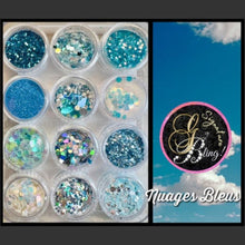 Charger l'image dans la galerie, Coffret de paillettes thématique “Nuages Bleus", GBling, Nail Art, Décoration ongles
