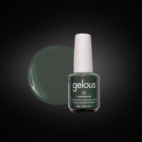 Bouteille de Vernis Vinyle Gélifié Gelous Vinyl N° 124 Olive martini (15 ml)